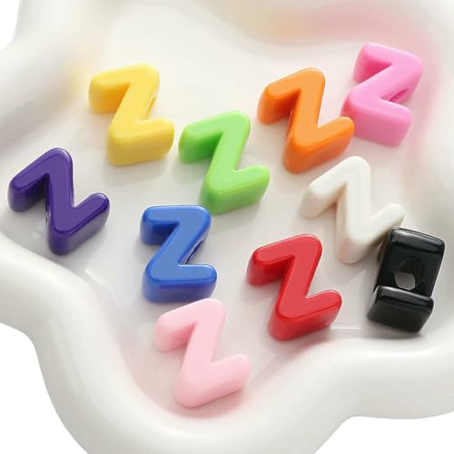 Acryl-Buchstabenperlen, 10 Stück/Beutel und Zahlenperlen, 5 Stück/Beutel, zum Basteln personalisierter Armbänder und Halsketten, Z, 10 Stück, 17 x 20 mm von SEDRGH