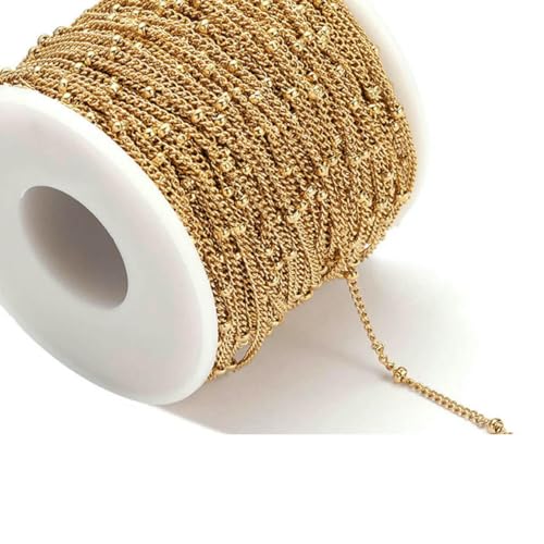 Kein Verblassen, 2 Meter Edelstahlketten für die Schmuckherstellung, DIY-Halsketten, Armbandzubehör, Goldkette, Lippenperlen, Perlenkette-M-Gold 2 x 3,0 mm Kein Verblassen, 2 Meter Edelstahlketten für die Schmuckherstellung, DIY-Halsketten, Armbandzubehör, Goldkette, Lippenperlen, Perlenkette-M-Gold 2 x 3,0 mm von SEDRGH