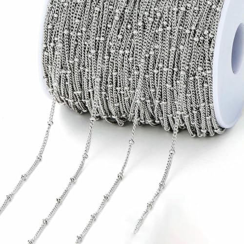 Kein Verblassen, 2 Meter lange Edelstahlkette mit Perlen für DIY-Halsketten, Armbänder, Fußkettchen, Schmuckherstellungszubehör – Edelstahl 01 Kein Verblassen, 2 Meter lange Edelstahlkette mit Perlen für DIY-Halsketten, Armbänder, Fußkettchen, Schmuckherstellungszubehör – Edelstahl 01 von SEDRGH