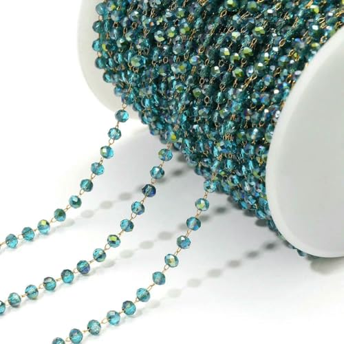Meter 3,0 mm Perlenketten Bunte Glaskristallperlenketten Edelstahlhalsketten DIY Schmuckherstellung Handarbeitszubehör-CO01 von SEDRGH