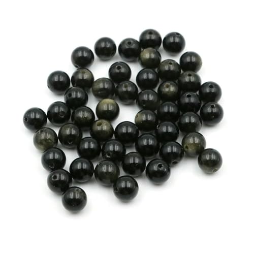 Natürliche runde Tigerauge-Amazonit-Amethyst-Achat-Jaspis-Granat-Abstandshalter-lose Steinperlen für die Schmuckherstellung, DIY-Armbandbasteln, Gold-Obsidian, 8 mm, 10 Stück von SEDRGH