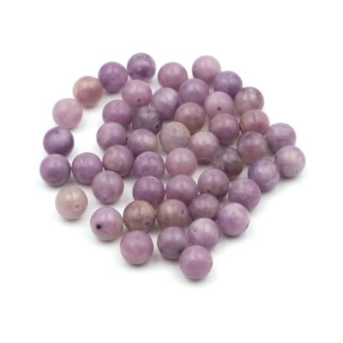 Natürliche runde Tigerauge-Amazonit-Amethyst-Achat-Jaspis-Granat-Abstandshalter-lose Steinperlen für die Schmuckherstellung, DIY-Armbandbasteln, lila Lepidolith, 8 mm, 10 Stück von SEDRGH