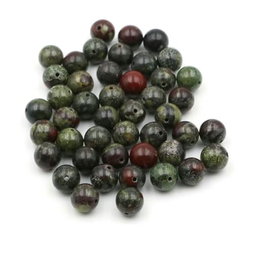 Natürliche runde Tigerauge-Amazonit-Amethyst-Achat-Jaspis-Granat-Abstandshalter-lose Steinperlen für die Schmuckherstellung, DIY-Armbandbasteln - Drachenblut-Jaspis - 10 mm, 10 Stück von SEDRGH