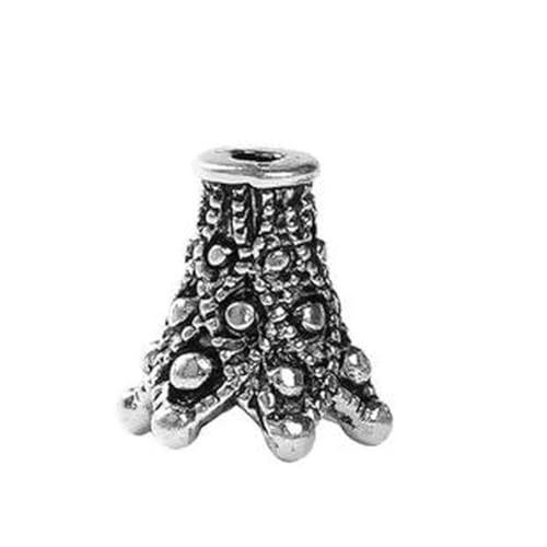 Perlenkappen aus Zinklegierung, Blume, Antik-Silber (passende Perlengröße: 10 mm Durchmesser), für DIY-Schmuck, 13 x 13,0 mm, 10/20 Stück – 10 Stück von SEDRGH