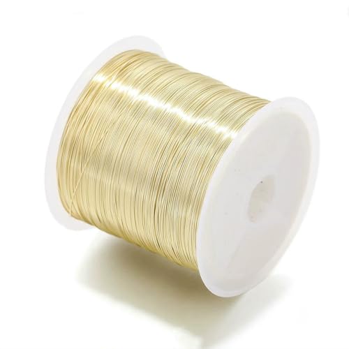Rolle 0,3–0,6 mm Kupferdraht für Armbänder, Halsketten, DIY, farbecht, Perlendraht, Schmuckschnur, Schnur, Handarbeit, Zubehör – Hellgold – 0,5 mm x 50 Meter von SEDRGH