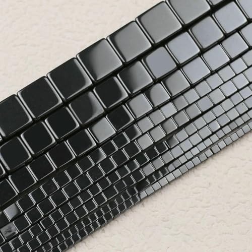 Schwarze quadratische natürliche Hämatit-Steinperlen 2/3/4/6/8/10 mm lose Abstandsperlen für die Schmuckherstellung DIY-Armbänder Halsketten Zubehör-3,0 mm 120 Stück von SEDRGH
