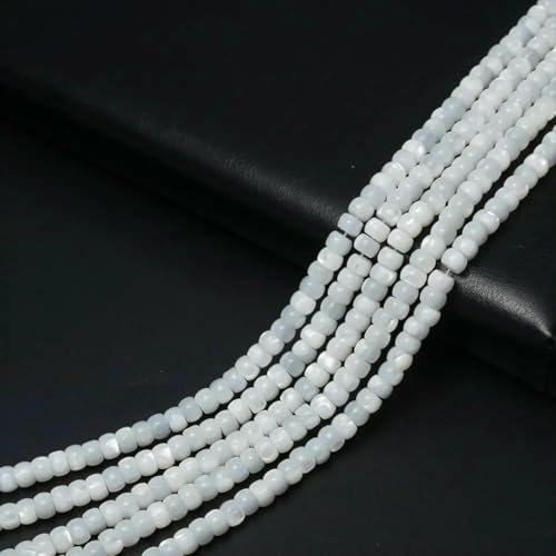 Strang natürlicher Muschelperlen in Abakusform, weiß, zur Herstellung von DIY-Armbändern und Halsketten, Länge 40 cm, 3 x 4,0 mm von SEDRGH
