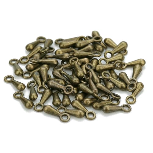 Vergoldete Wassertropfen, Wassertropfen-Endperlen, verlängerte Verlängerungsketten, Schwänze, Verschluss für Halsketten, Armbänder, Schmuck, antike Bronze, 2 x 7 mm, 200 Stück von SEDRGH