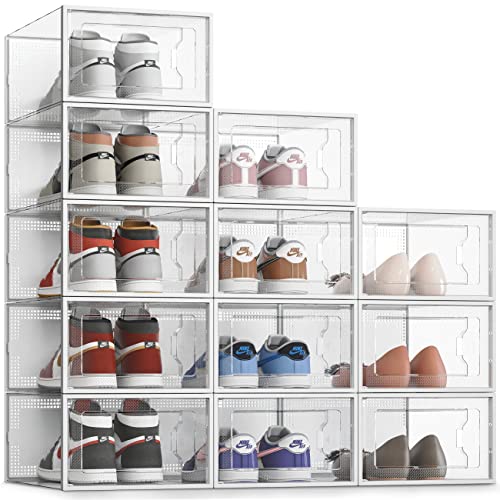 SEE SPRING 12er Groß Pack Transparent Schuhboxen Stapelbar Transparent von SEE SPRING