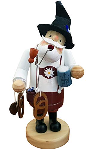 SEEAS Räucherfigur Bayer - XL 19cm Holz - stilecht mit Lederhose Brezel Bierkrug und Hut von SEEAS