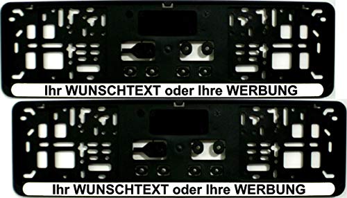 Satz (2 Stück) Kennzeichenhalter - KURZ 46 cm - WEISS (Leiste) - MIT INDIVIDUELLEM WUNSCHTEXT - PREMIUMQUALITÄT - personalisiert 460 mm weiß von SEEAS