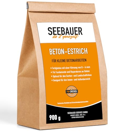 SEEBAUER diy® Beton-Estrich | Herstellung von Zementestrichen | Reparieren von Betonfußböden | Fertig-Beton zum Betonieren von nicht statischen Bauteilen | Wiederverschließbar (1,0 kg) von SEEBAUER diy