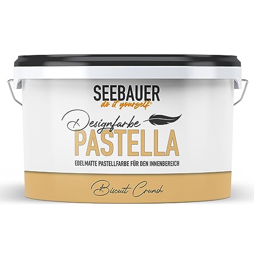 SEEBAUER diy Pastellfarbe PASTELLA Gelb 2,5L (Biscuit Crunsh) Edelmatte Wandfarbe Gelb - Innenfarbe sehr hohe Deckkraft - Matt, Abwaschbar und Tropffrei von SEEBAUER diy