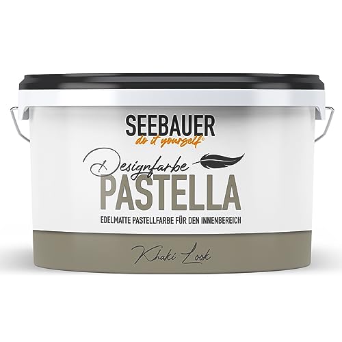 SEEBAUER diy® Design-Pastellfarbe PASTELLA (Khaki Look 2,5 Liter) Edelmattes Braun, Wandfarbe für Innen von SEEBAUER diy