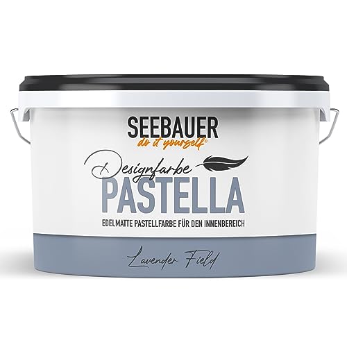 SEEBAUER diy Pastellfarbe PASTELLA Blau 2,5L (Lavender Field) Edelmatte Wandfarbe Blau Grau - Innenfarbe sehr hohe Deckkraft - Matt, Abwaschbar und Tropffrei von SEEBAUER diy