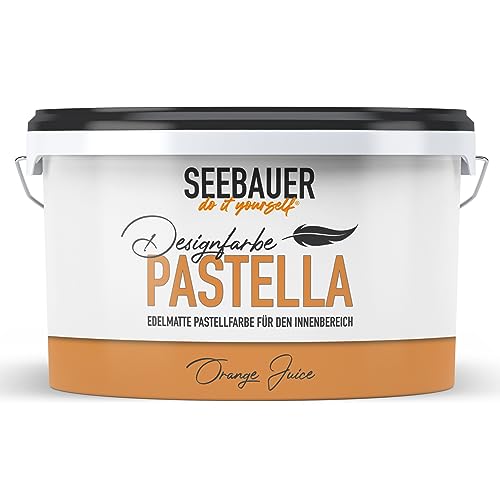 SEEBAUER diy® Design-Pastellfarbe PASTELLA (Orange Juice 2,5 Liter) Edelmattes Orange, Wandfarbe für Innen von SEEBAUER diy