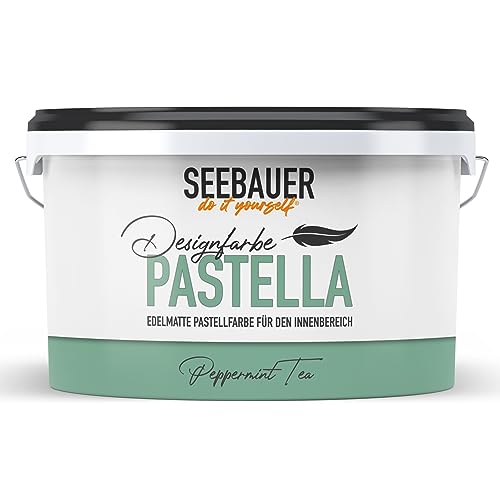 SEEBAUER diy Pastellfarbe PASTELLA Grün 2,5L (Peppermint Tea) Edelmatte Wandfarbe Grün - Innenfarbe sehr hohe Deckkraft - Matt, Abwaschbar und Tropffrei von SEEBAUER diy
