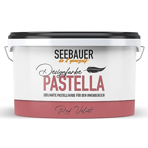 SEEBAUER diy® Design-Pastellfarbe PASTELLA (Red Velvet 2,5 Liter) Edelmattes Rot, Wandfarbe für Innen von SEEBAUER diy