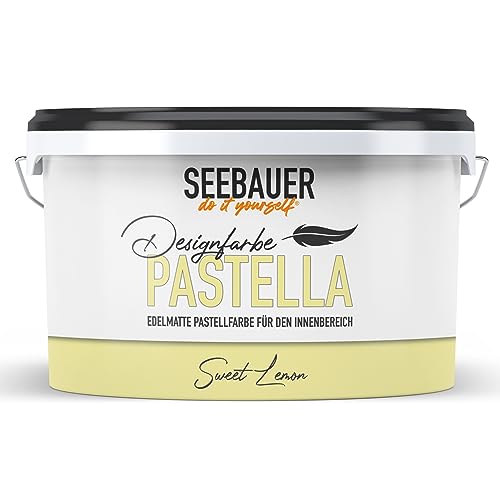 SEEBAUER diy Pastellfarbe PASTELLA Gelb 2,5L (Sweet Lemon) Edelmatte Wandfarbe Zitrone - Innenfarbe sehr hohe Deckkraft - Matt, Abwaschbar und Tropffrei von SEEBAUER diy