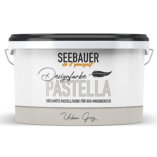 SEEBAUER diy® Design-Pastellfarbe PASTELLA (Urban Grey 2,5 Liter) Edelmattes Grau, Wandfarbe für Innen von SEEBAUER diy