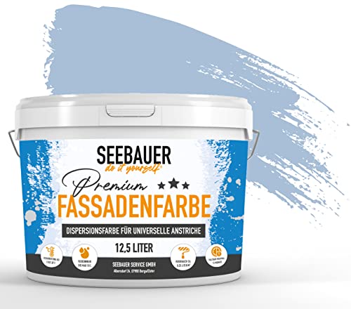 SEEBAUER diy® | Premium-Fassadenfarbe für Außen | Universelle Fassadenfarbe Blau | Gute Deckkraft und Farbintensität | Verschiedene Trendfarben (12,5 Liter, No. 845 Pale Heaven) von SEEBAUER diy