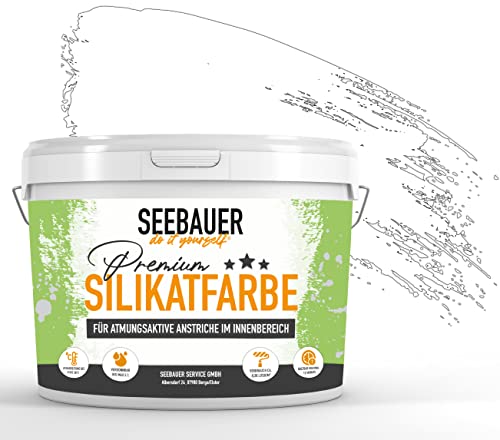 SEEBAUER diy® Silikatfarbe Weiß für Innen (No. 000 Weiß 5,0 Liter) Mineralfarbe Weißtöne hohe Deckkraft von SEEBAUER diy