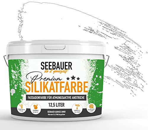 SEEBAUER diy® | Premium-Silikatfarbe Weiß für Außen | Mineralfarbe Fassadenfarbe | Gute Deckkraft und Wetterbeständigkeit (5,0 Liter, No. 000 Weiß) von SEEBAUER diy