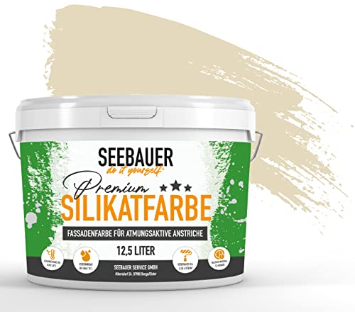 SEEBAUER diy® | Premium-Silikatfarbe für Außen | Mineralfarbe Fassadenfarbe Beige | Atmungsaktiv & Wetterbeständig | Verschiedene Trendfarben (300 ml, No. 433 Vanilla Cream) von SEEBAUER diy