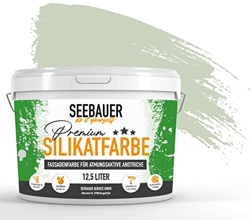 SEEBAUER diy® | Premium-Silikatfarbe für Außen | Mineralfarbe Fassadenfarbe Grün | Atmungsaktiv & Wetterbeständig | Verschiedene Trendfarben (12,5 Liter, No. 715 Harmonic Fennel) von SEEBAUER diy