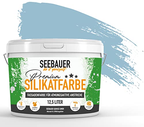 SEEBAUER diy® | Premium-Silikatfarbe für Außen | Mineralfarbe Fassadenfarbe Blau | Atmungsaktiv & Wetterbeständig | Verschiedene Trendfarben (300 ml, No. 815 Blue Ridge) von SEEBAUER diy