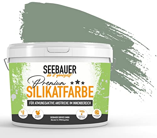 SEEBAUER diy® Silikatfarbe Grün für Innen (No. 762 Nordic Wood 5,0 Liter) Mineralfarbe Grüntöne hohe Deckkraft von SEEBAUER diy