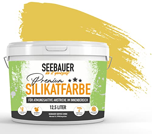 SEEBAUER diy® Silikatfarbe Gelb für Innen (No. 449 Sun Flower 300 ml) Mineralfarbe Gelbtöne hohe Deckkraft von SEEBAUER diy