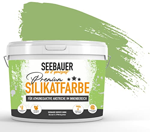 SEEBAUER diy® Silikatfarbe Grün für Innen (No. 733 Spring Feeling 5,0 Liter) Mineralfarbe Grüntöne hohe Deckkraft von SEEBAUER diy