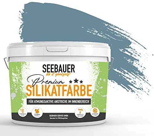 SEEBAUER diy® Silikatfarbe Blau für Innen (No. 802 Baltic Sea 5,0 Liter) Mineralfarbe Blautöne hohe Deckkraft von SEEBAUER diy