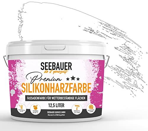 SEEBAUER diy® Silikonharzfarbe Weiß Fassadenfarbe (No. 000 Weiß 300 ml) Selbstreinigend mit Lotuseffekt von SEEBAUER diy