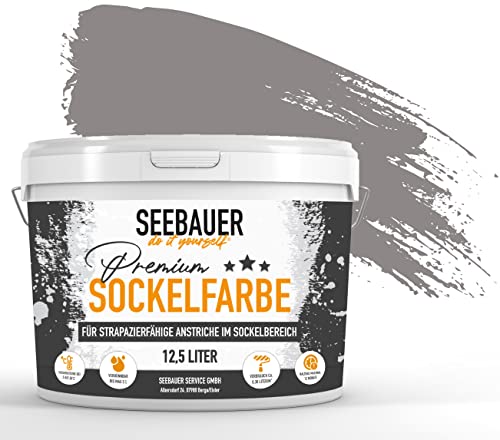 SEEBAUER diy® | Premium-Sockelfarbe für Außen | Für stark beanspruchte Flächen | Beton, Mauerwerk, Kellerwand, Fassade & Dachflächen (12,5 Liter, No. 226 Fossil Sense) von SEEBAUER diy