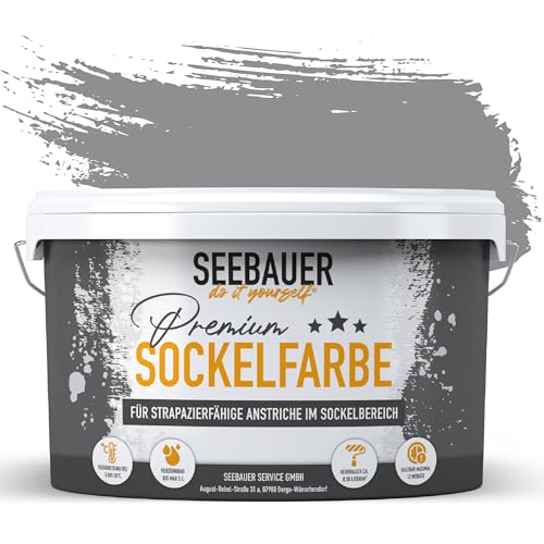 SEEBAUER diy® | Premium-Sockelfarbe für Außen | Für stark beanspruchte Flächen | Beton, Mauerwerk, Kellerwand, Fassade & Dachflächen (12,5 Liter, No. 232 Misty Moor) von SEEBAUER diy