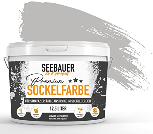 SEEBAUER diy® | Premium-Sockelfarbe für Außen | Für stark beanspruchte Flächen | Beton, Mauerwerk, Kellerwand, Fassade & Dachflächen (12,5 Liter, No. 234 Misty Moor) von SEEBAUER diy