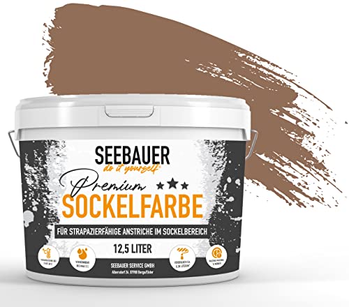 SEEBAUER diy® | Premium-Sockelfarbe für Außen | Für stark beanspruchte Flächen | Beton, Mauerwerk, Kellerwand, Fassade & Dachflächen (12,5 Liter, No. 606 Hazel Eyes) von SEEBAUER diy