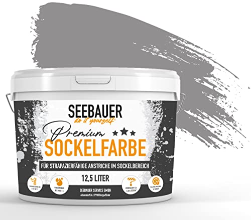 SEEBAUER diy® | Premium-Sockelfarbe für Außen | Für stark beanspruchte Flächen | Beton, Mauerwerk, Kellerwand, Fassade & Dachflächen (2,5 Liter, No. 232 Misty Moor) von SEEBAUER diy