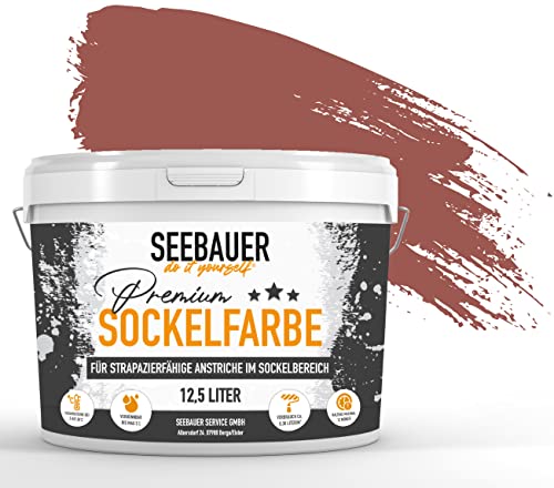 SEEBAUER diy® | Premium-Sockelfarbe für Außen | Für stark beanspruchte Flächen | Beton, Mauerwerk, Kellerwand, Fassade & Dachflächen (2,5 Liter, No. 318 Rose Hip) von SEEBAUER diy