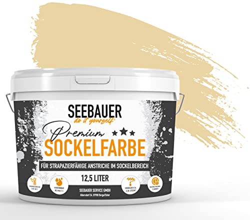 SEEBAUER diy® | Premium-Sockelfarbe für Außen | Für stark beanspruchte Flächen | Beton, Mauerwerk, Kellerwand, Fassade & Dachflächen (300 ml, No. 431 Vanilla Cream) von SEEBAUER diy