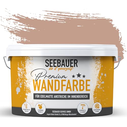 SEEBAUER diy® Wandfarbe Rot für Innen (No. 306 Canadian Forrest 2,5 Liter) Edelmatte Rottöne hohe Deckkraft von SEEBAUER diy