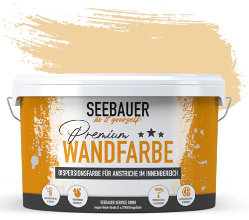 SEEBAUER diy® Wandfarbe Beige für Innen (No. 414 Honey Bee 2,5 Liter) Edelmatte Gelbtöne hohe Deckkraft von SEEBAUER diy