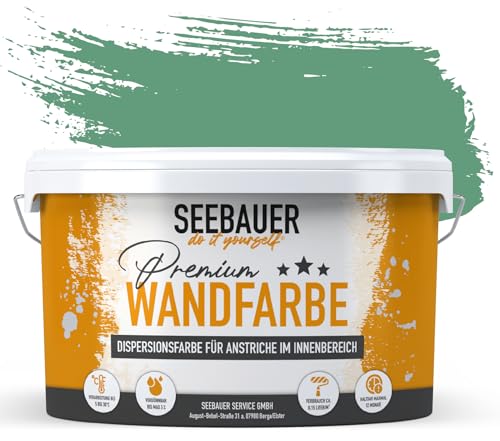 SEEBAUER diy® Wandfarbe Grün für Innen (No. 751 Pine Bloom 2,5 Liter) Edelmatte Grüntöne hohe Deckkraft von SEEBAUER diy