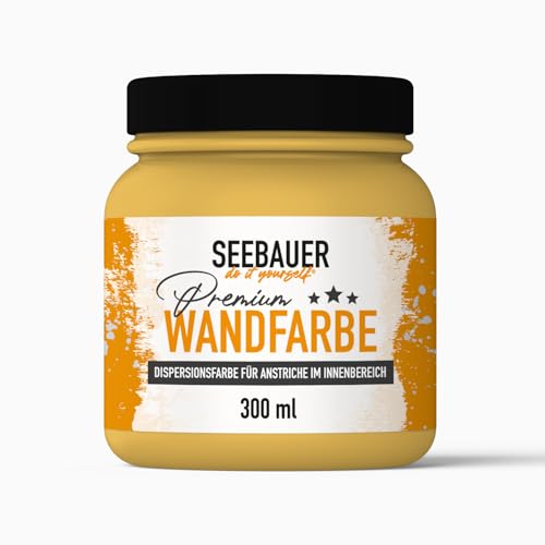 SEEBAUER diy® Wandfarbe Gelb für Innen (No. 444 Maple Leaf 300 ml) Edelmatte Gelbtöne hohe Deckkraft von SEEBAUER diy