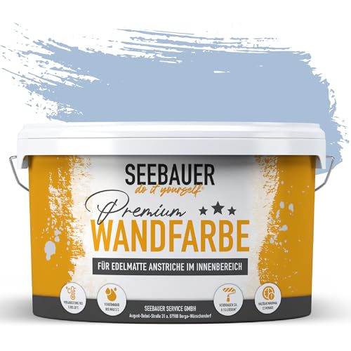 SEEBAUER diy® Wandfarbe Blau für Innen (No. 845 Pale Heaven 2,5 Liter) Edelmatte Blautöne hohe Deckkraft von SEEBAUER diy