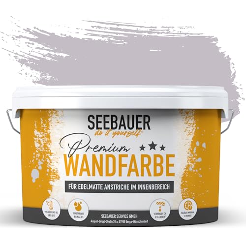 SEEBAUER diy Wandfarbe Lila 2,5L für Innen (No. 933 Purple Blossom) Edelmatte Innenfarbe Flieder - Violetttöne sehr hohe Deckkraft - Matt, Abwaschbar und Tropffrei von SEEBAUER diy