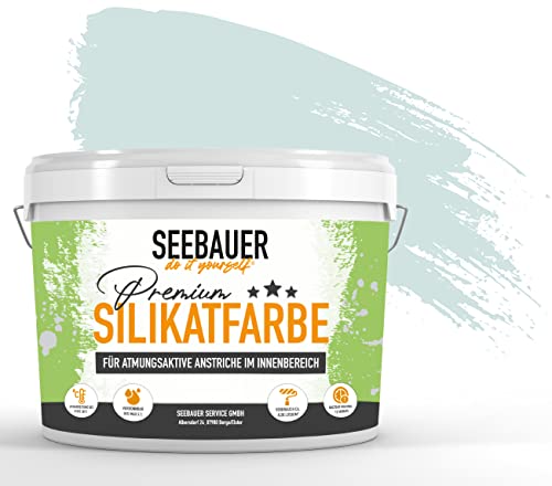 SEEBAUER diy® Silikatfarbe Blau für Innen (No. 823 Arctic Blue 2,5 Liter) Mineralfarbe Blautöne hohe Deckkraft von SEEBAUER diy