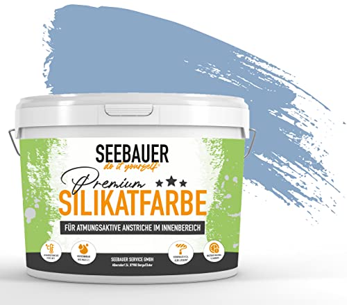 SEEBAUER diy® Silikatfarbe Blau für Innen (No. 837 Luxury Passion 2,5 Liter) Mineralfarbe Blautöne hohe Deckkraft von SEEBAUER diy